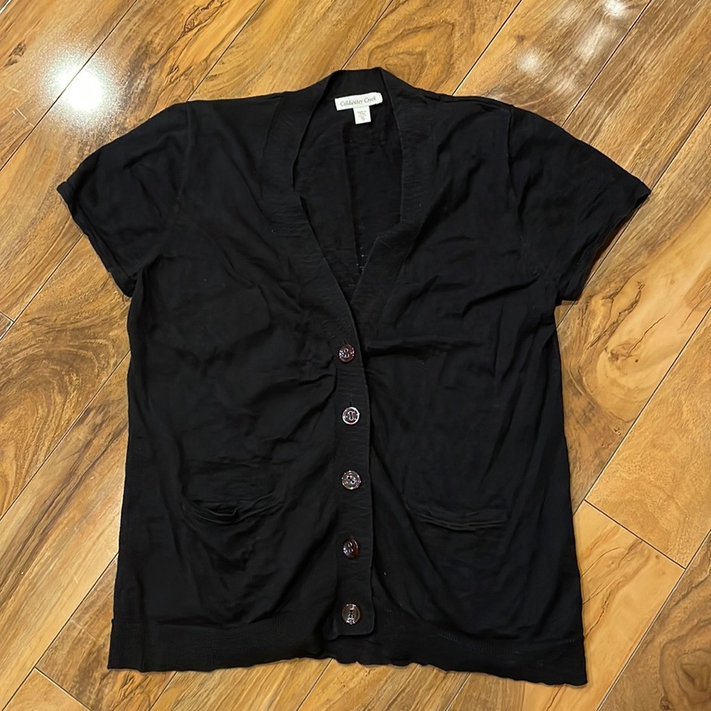 Short sleeve lightweight v neck button sweater from Coldwater creek lg/xl